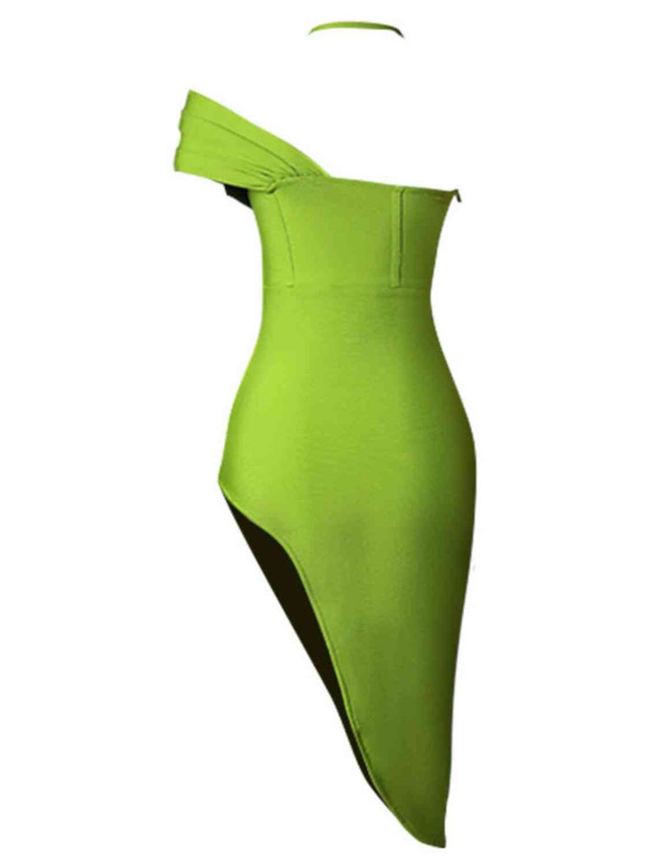 Halter Neck Seam Detail Split Dress | 1mrk.com