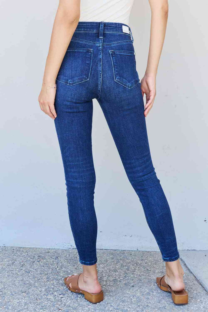 Judy Blue Marie Full Size Mid Rise Crinkle Ankle Detail Skinny Jeans |1mrk.com