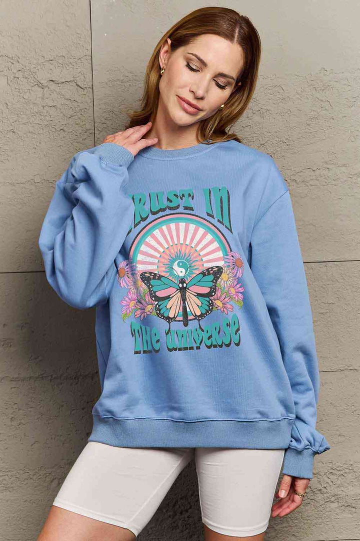 Simply Love Simply Love Full Size TRUST IN THE UNIVERSE Graphic Sweatshirt |1mrk.com