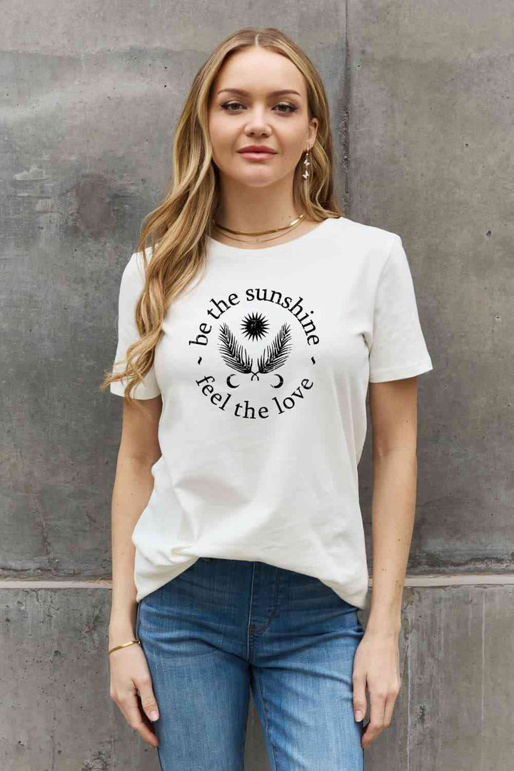 Simply Love Simply Love Full Size BE THE SUNSHINE FEEL THE LOVE Graphic Cotton Tee | 1mrk.com