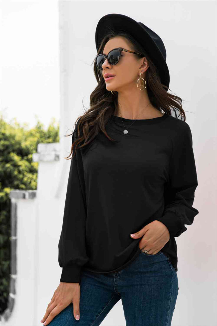 Round Neck Raglan Sleeve Sweatshirt |1mrk.com