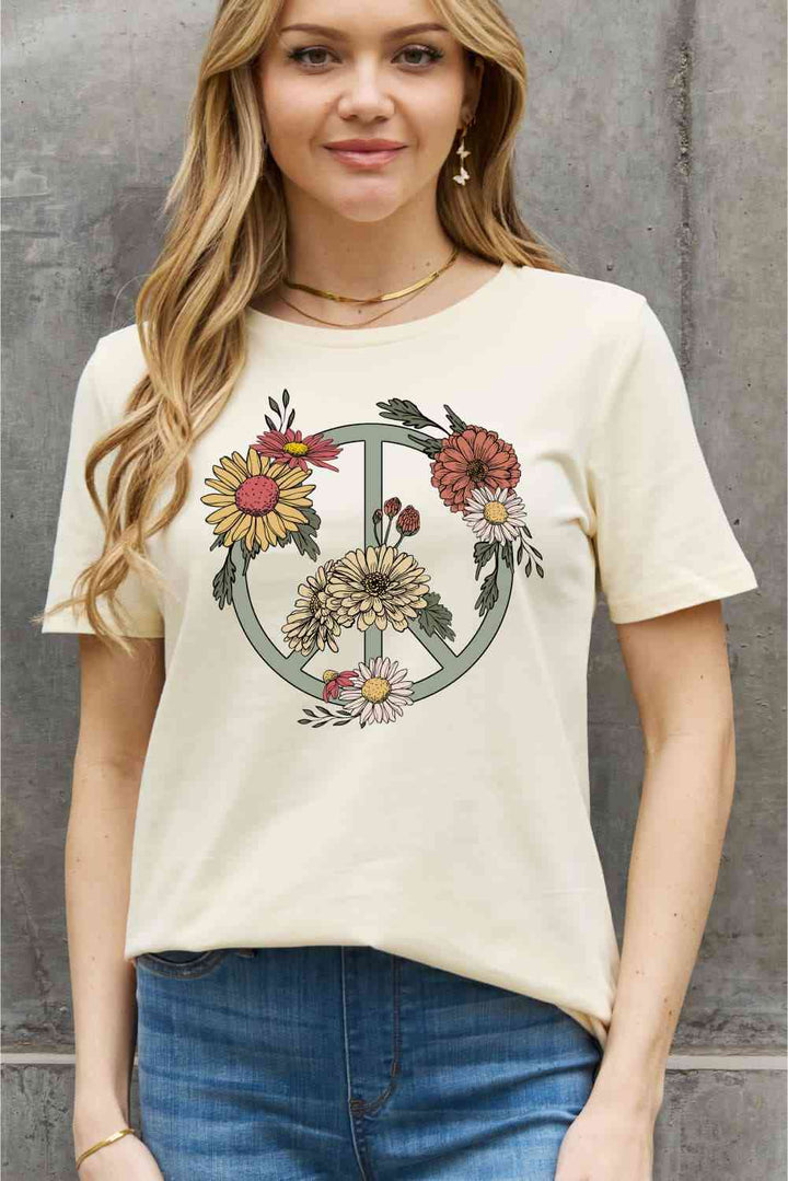 Simply Love Full Size Flower Graphic Cotton Tee | 1mrk.com