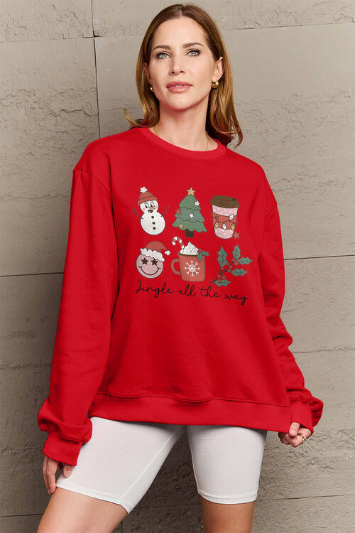 Simply Love Full Size JINGLE ALL THE WAY Long Sleeve Sweatshirt |1mrk.com