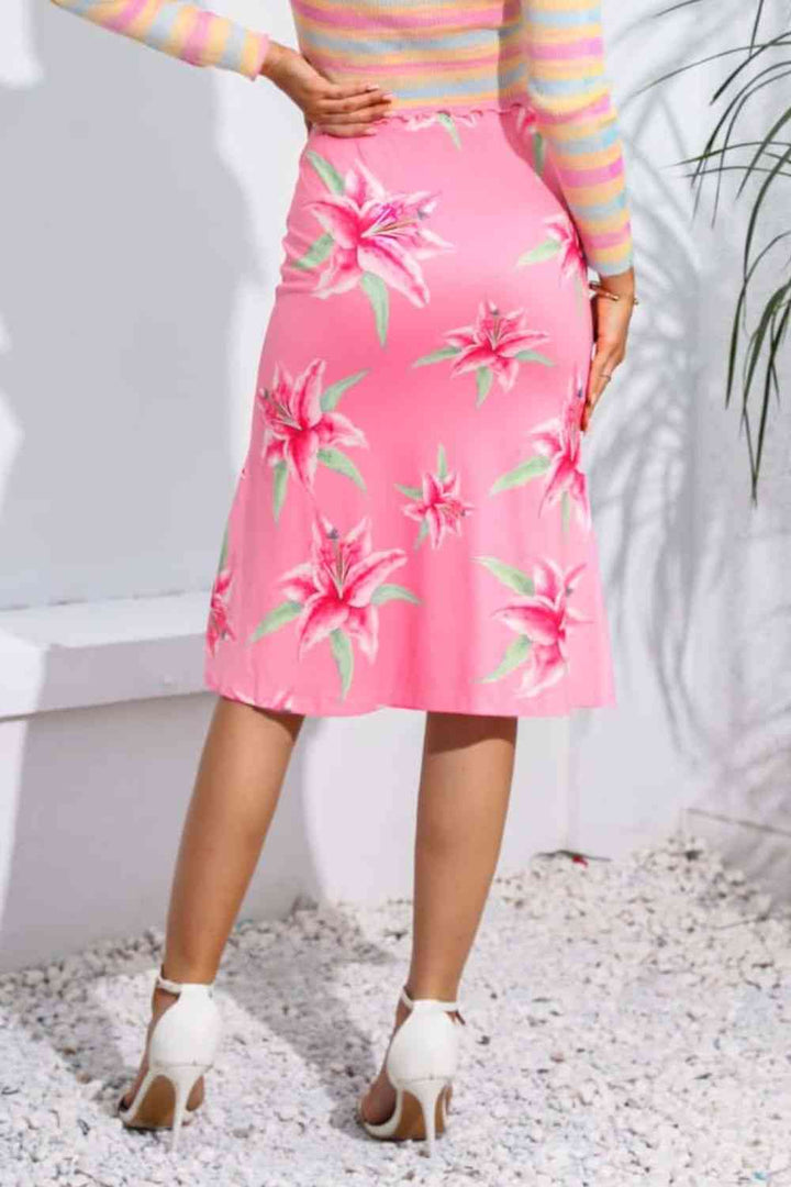 Floral Print Knee Length Skirt |1mrk.com