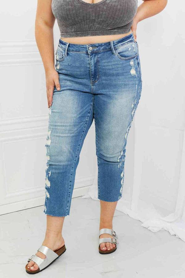 Judy Blue Laila Full Size Straight Leg Distressed Jeans | 1mrk.com
