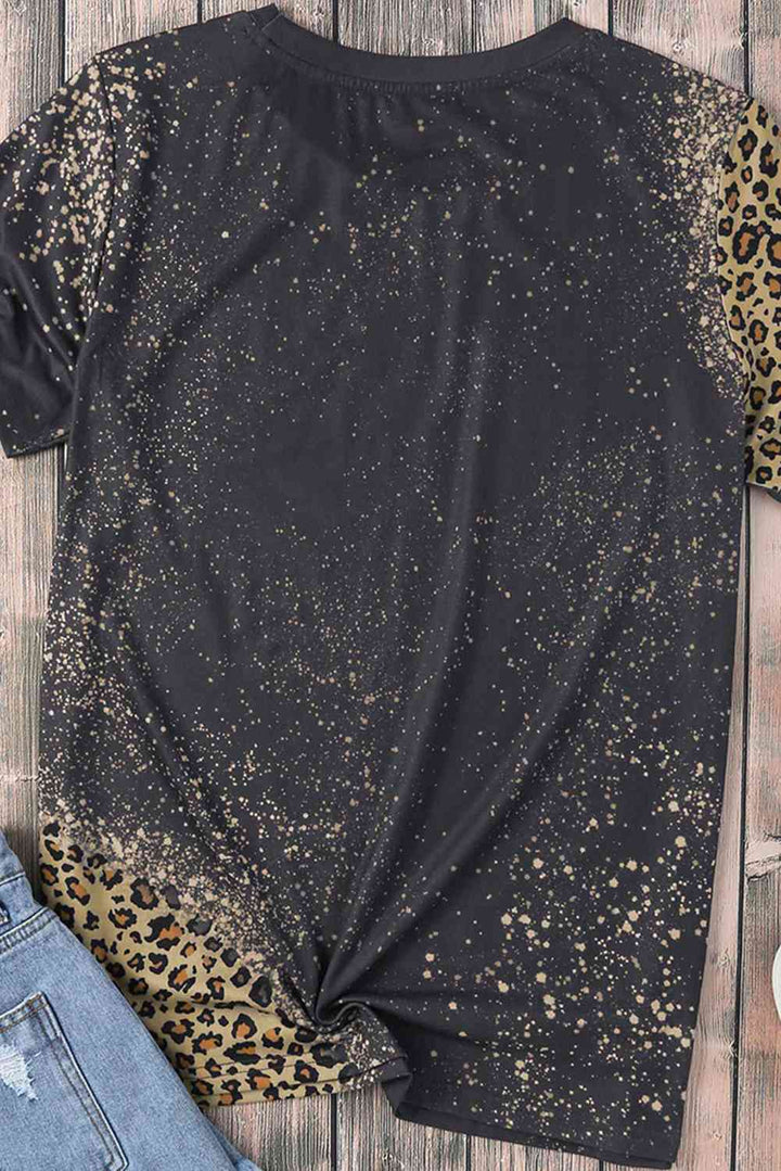 Slogan Graphic Leopard Tee Shirt | 1mrk.com