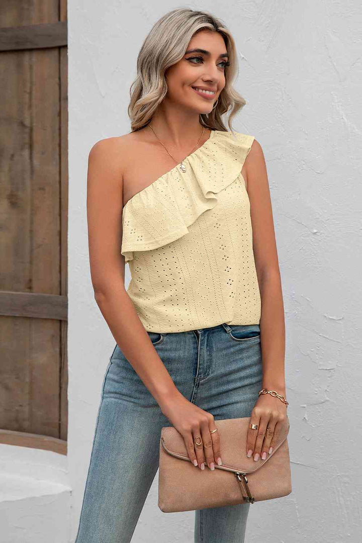 Eyelet One-Shoulder Tank | 1mrk.com