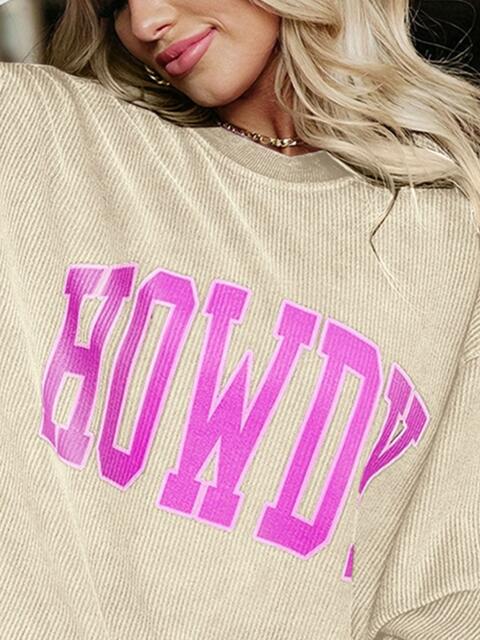 Full Size HOWDY Graphic Round Neck Sweatshirt |1mrk.com