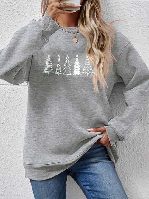 Christmas Tree Graphic Drop Shoulder Sweatshirt |1mrk.com