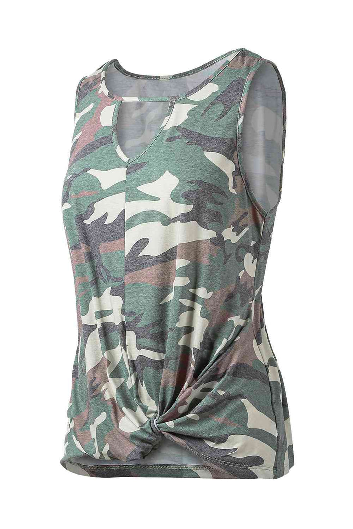 Camouflage Print Cutout Hem Detail Tank | 1mrk.com