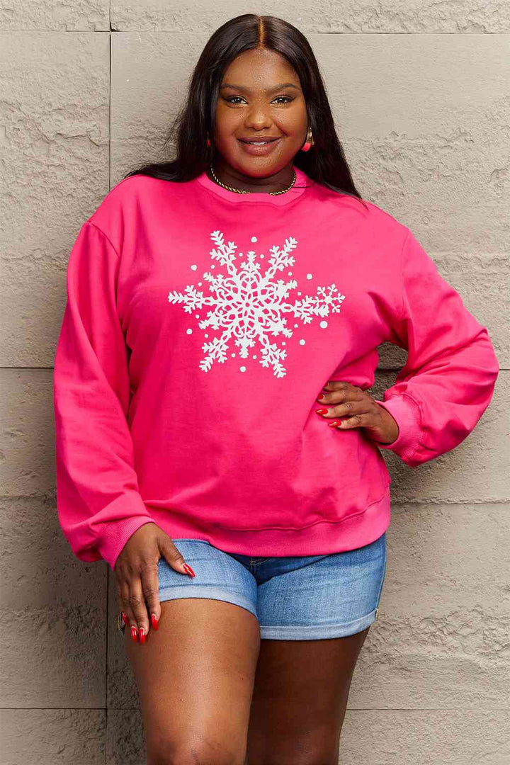 Simply Love Full Size Snowflake Graphic Sweatshirt |1mrk.com