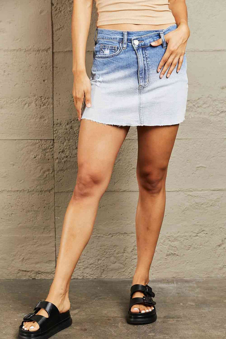 BAYEAS High Waisted Asymmetrical Ombre Mini Skirt | 1mrk.com