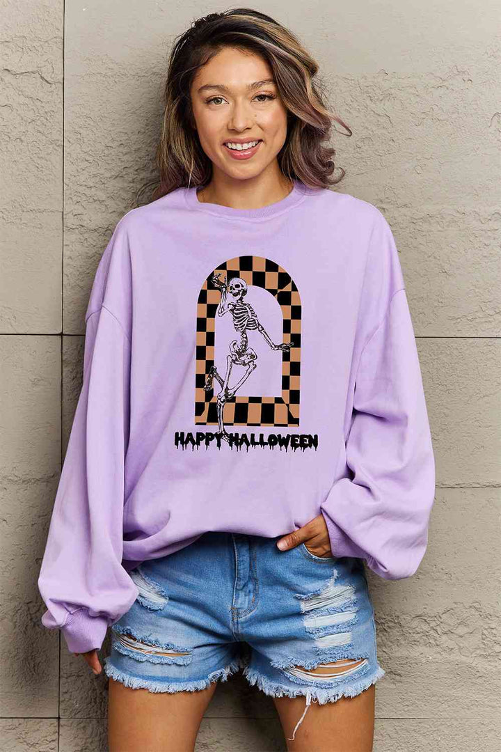 Simply Love Full Size HAPPY HALLOWEEN Graphic Sweatshirt |1mrk.com