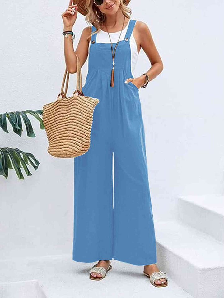 Full Size Wide Leg Overalls with Pockets | 1mrk.com