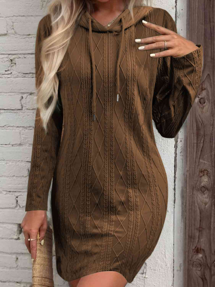 Drawstring Hooded Sweater Dress | 1mrk.com