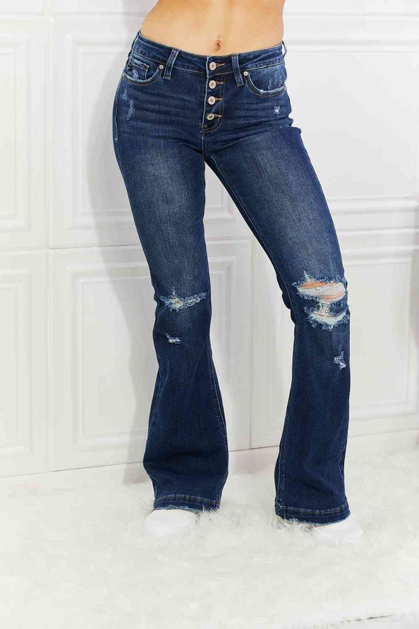 Kancan Full Size Reese Midrise Button Fly Flare Jeans | 1mrk.com