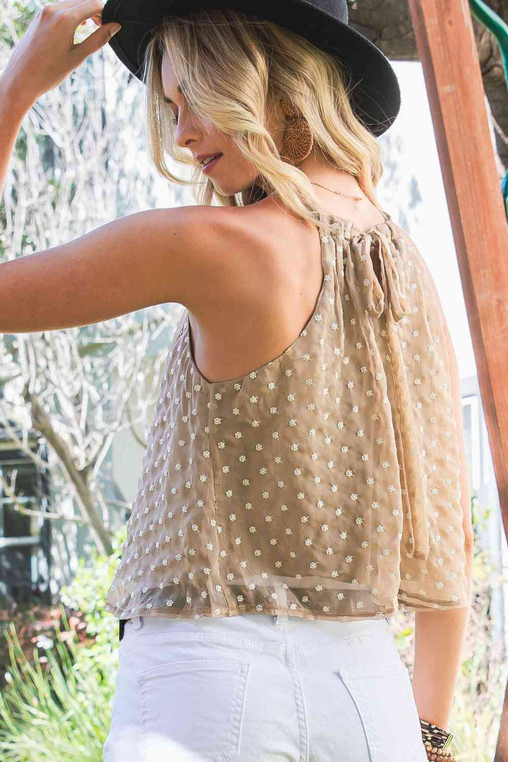 Embroidered Grecian Neck Tank Top | 1mrk.com