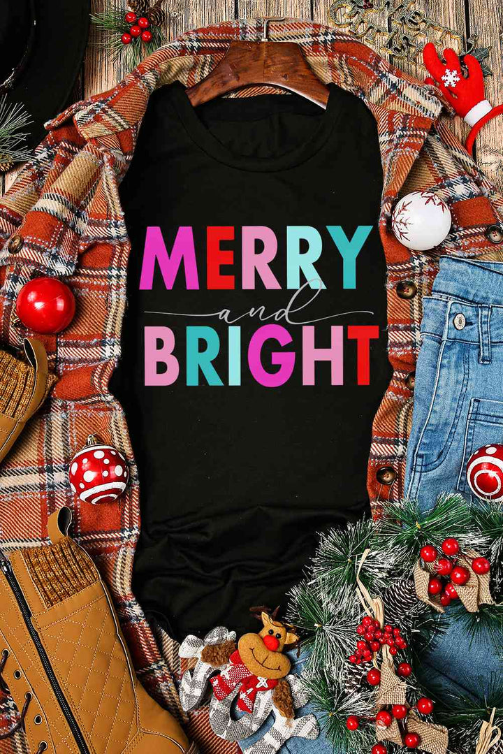 MERRY AND BRIGHT Graphic Short Sleeve T-Shirt | 1mrk.com