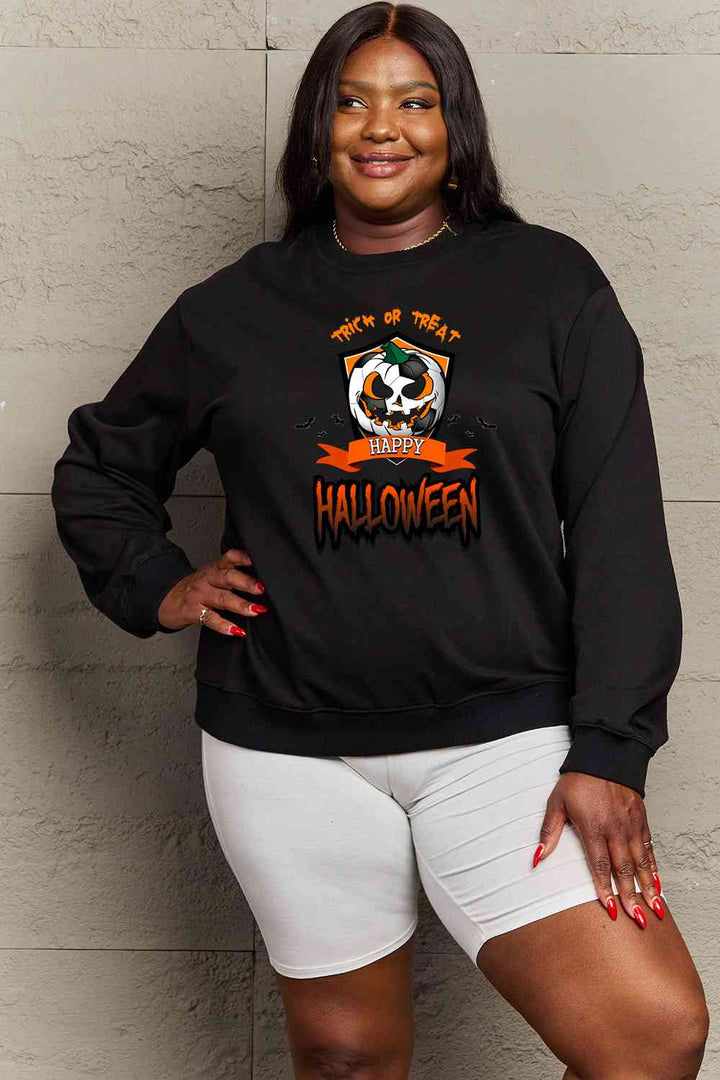 Simply Love Full Size TRICK OR TREAT HAPPY HALLOWEEN Graphic Sweatshirt |1mrk.com