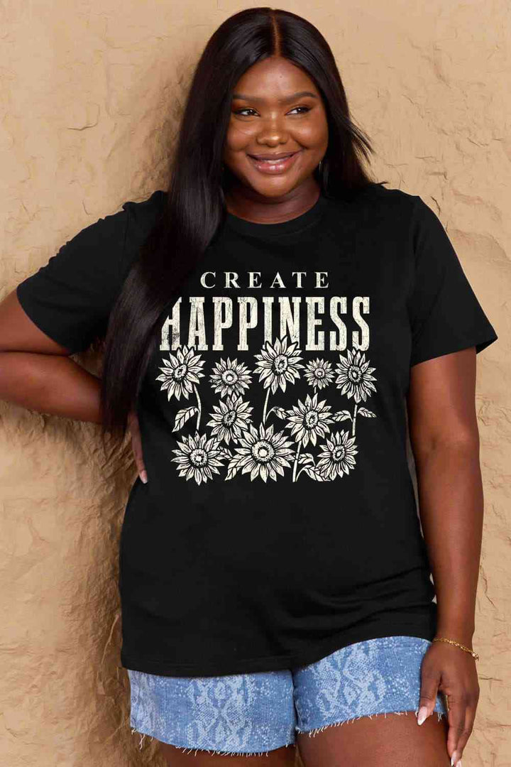 Simply Love Full Size CREATE HAPPINESS Graphic Cotton T-Shirt | 1mrk.com