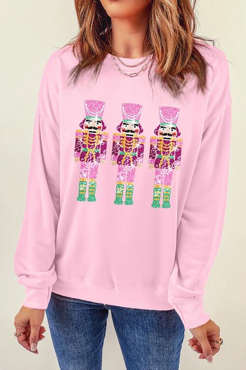 Sequin Nutcracker Long Sleeve Sweatshirt |1mrk.com