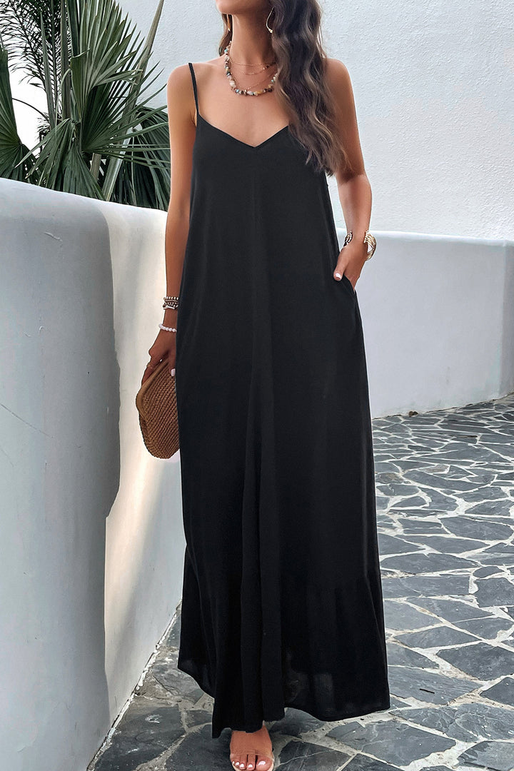 Backless Maxi Cami Dress with Pockets | Trendsi