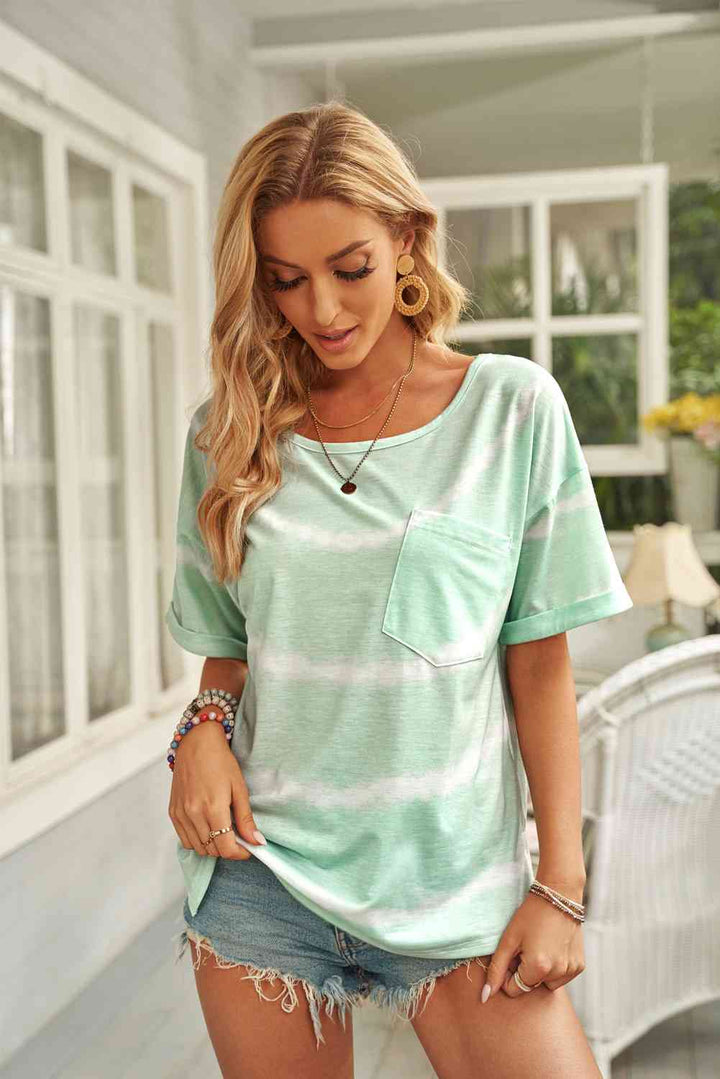 Tie-Dye Slit Dropped Shoulder Tee Shirt | 1mrk.com