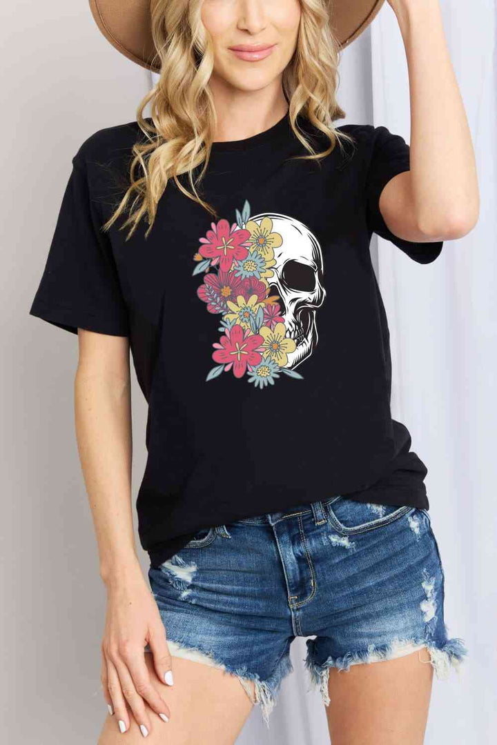 Simply Love Full Size Skull Graphic Cotton T-Shirt | 1mrk.com