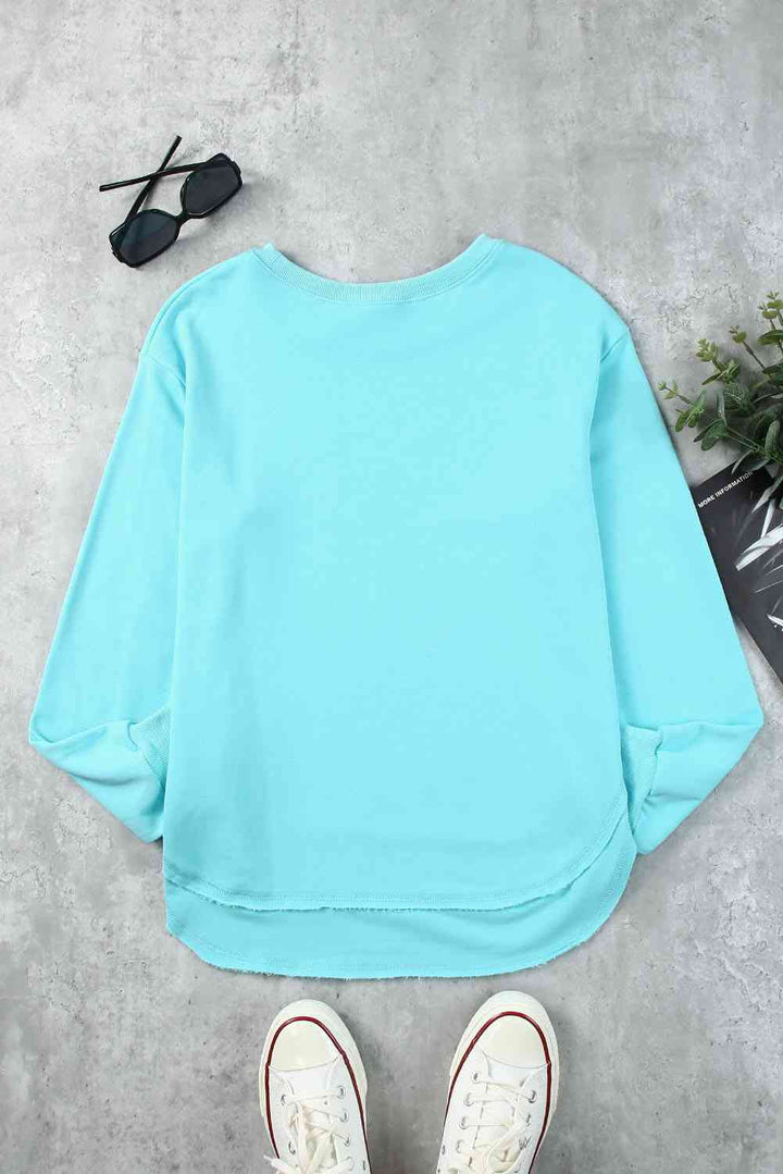 Side Slit Drop Shoulder Sweatshirt |1mrk.com