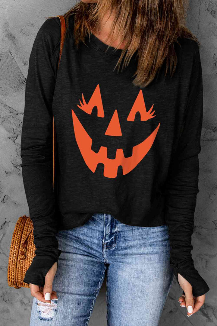 Halloween Pumpkin Face Graphic T-Shirt | 1mrk.com