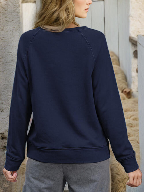 Round Neck Long Sleeve Sweatshirt |1mrk.com