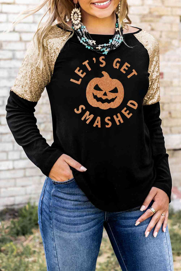 Graphic Sequin Long Sleeve Top | 1mrk.com