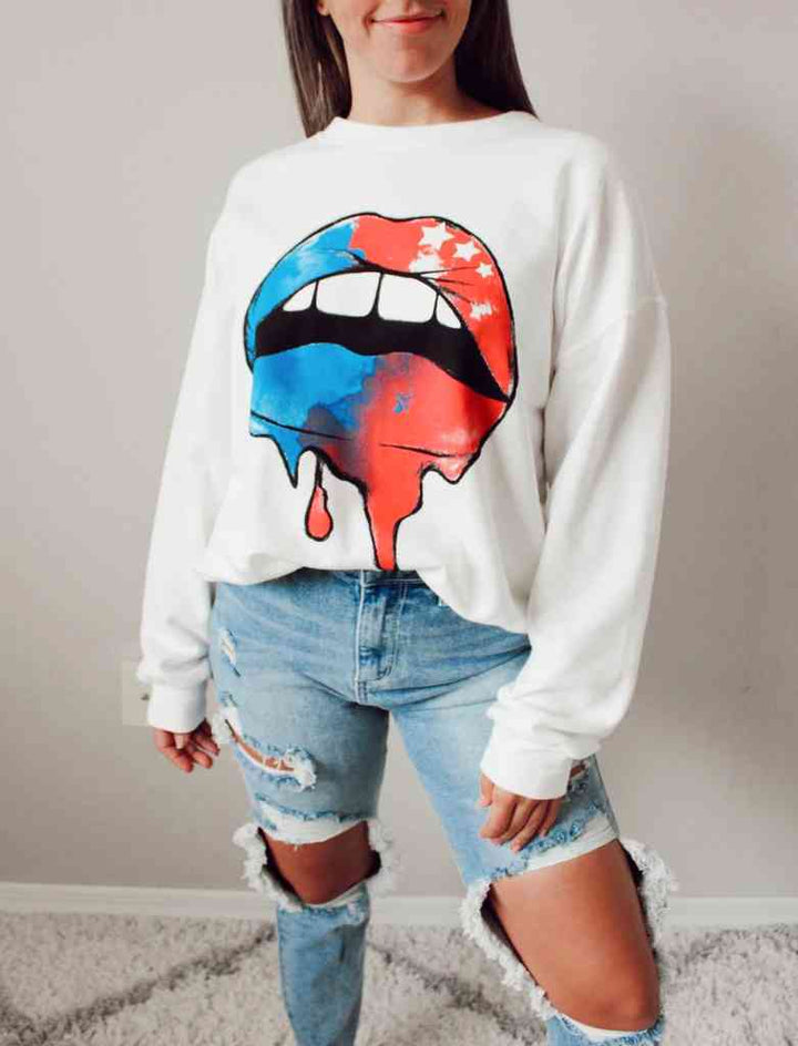 Graphic Dropped Shoulder Round Neck Sweatshirt |1mrk.com