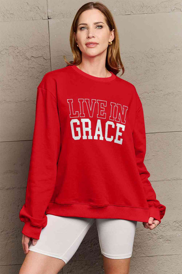 Simply Love Full Size LIVE IN GRACE Graphic Sweatshirt |1mrk.com