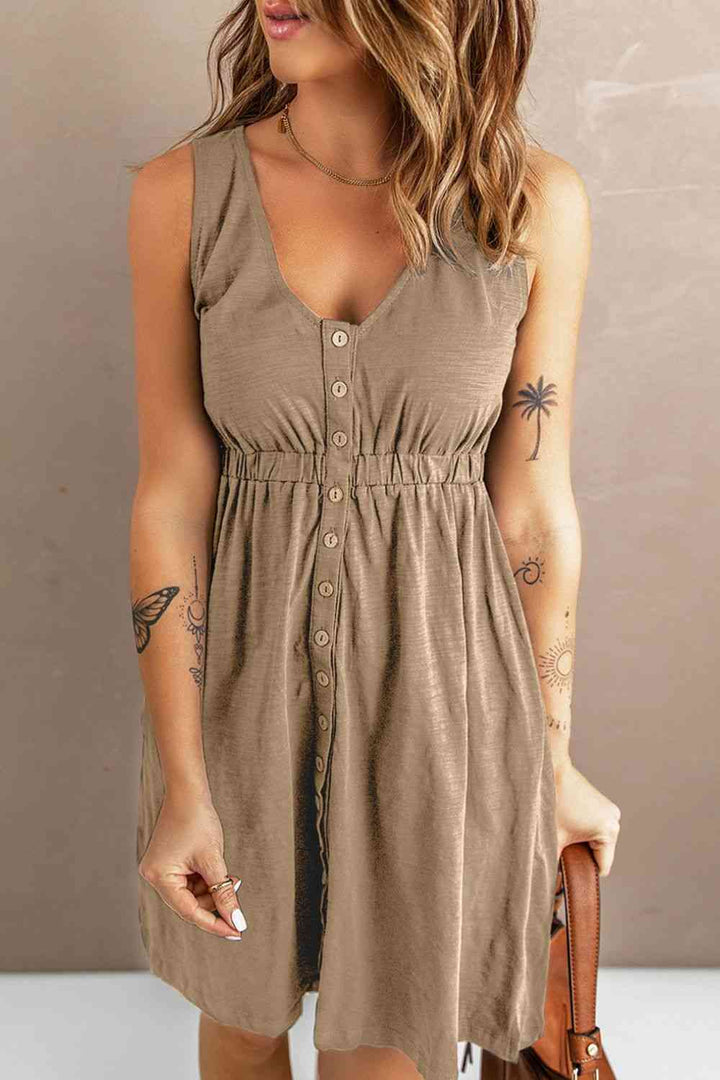 Sleeveless Button Down Mini Magic Dress | 1mrk.com