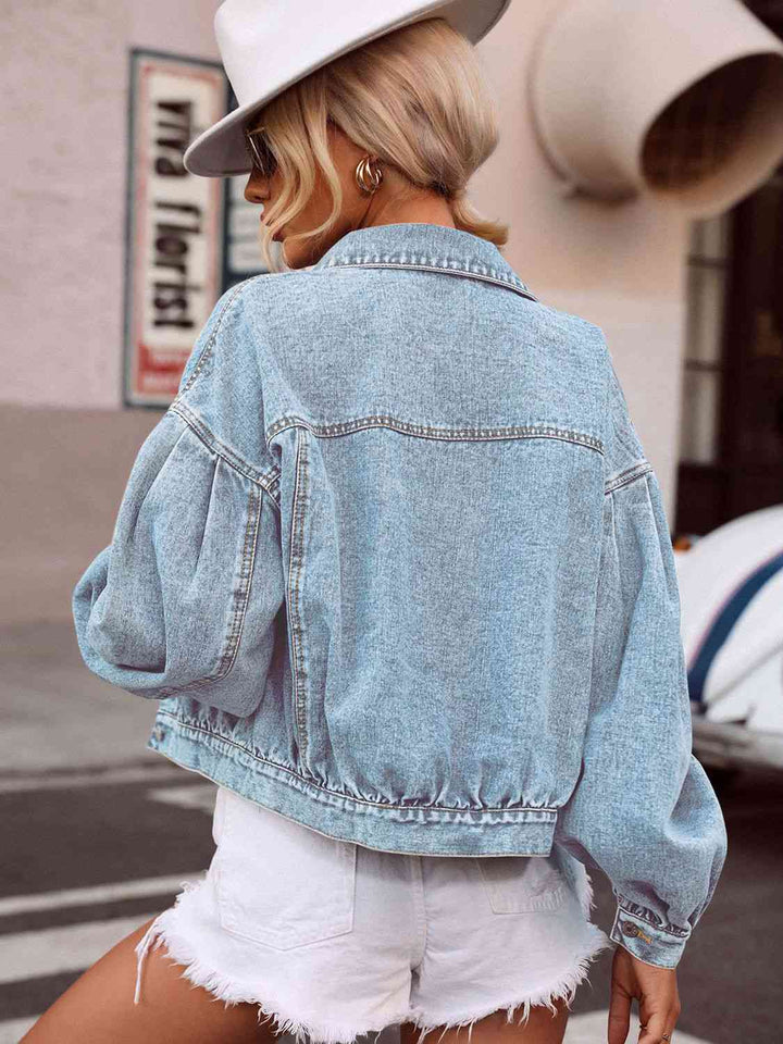 Lantern Sleeve Denim Jacket | 1mrk.com