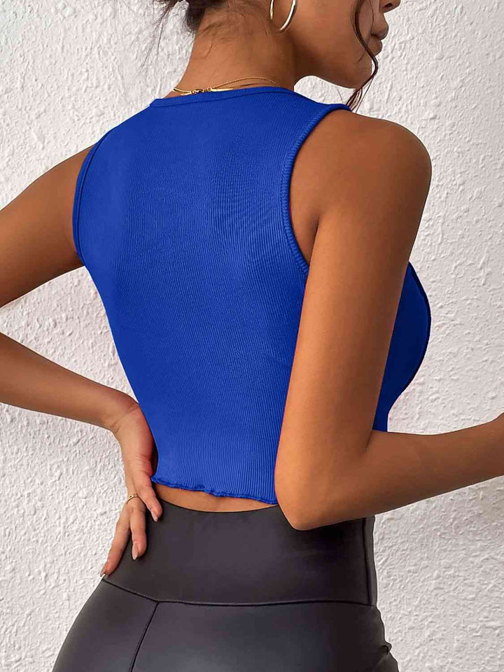 Exposed Seam Scoop Neck Cropped Tank | 1mrk.com