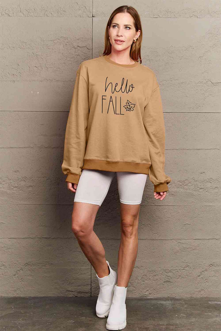 Simply Love Full Size HELLO FALL Graphic Sweatshirt |1mrk.com