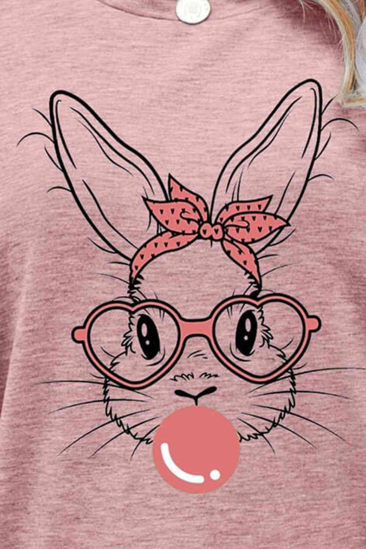 Easter Bunny Graphic Round Neck T-Shirt | 1mrk.com