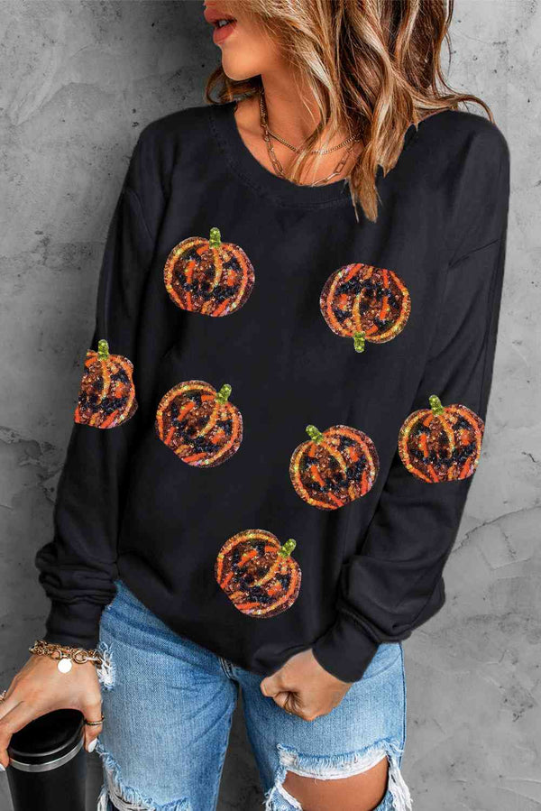 Pumpkin Dropped Shoulder Sweatshirt |1mrk.com
