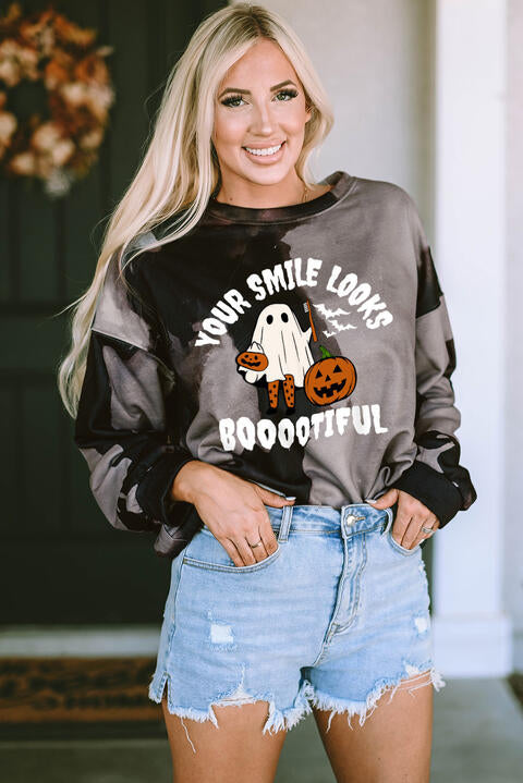 Ghost Graphic Round Neck Sweatshirt |1mrk.com