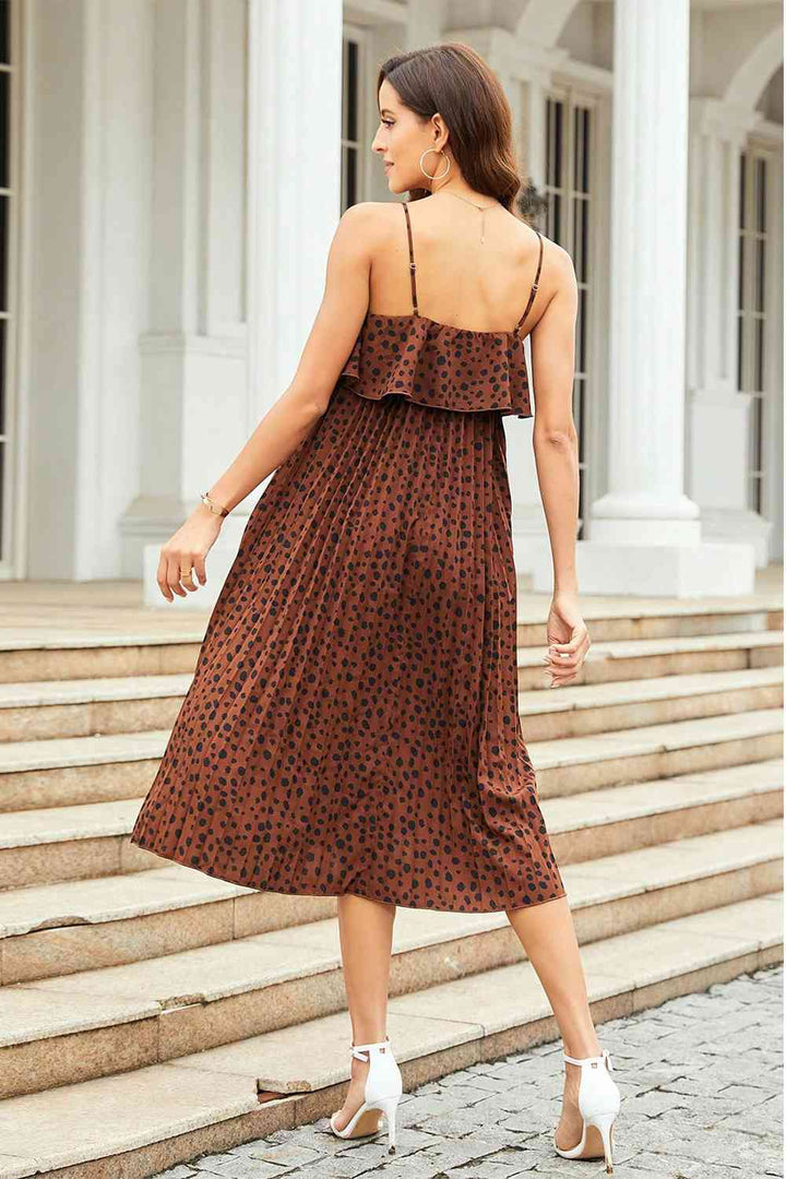 Spaghetti Strap Pleated Dress |1mrk.com