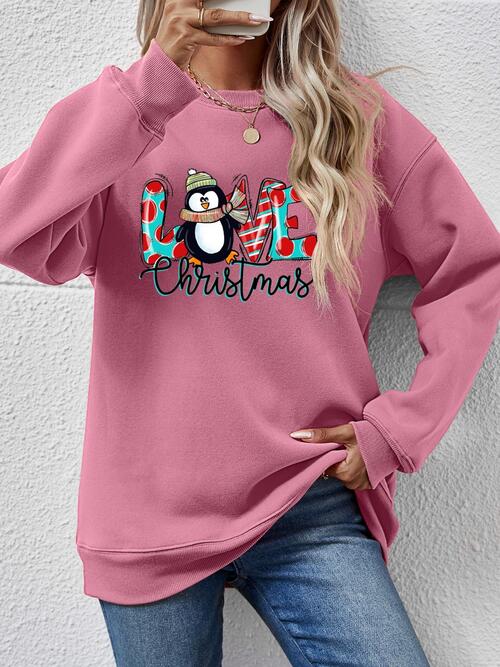 LIVE CHRISTMAS Drop Shoulder Round Neck Sweatshirt |1mrk.com