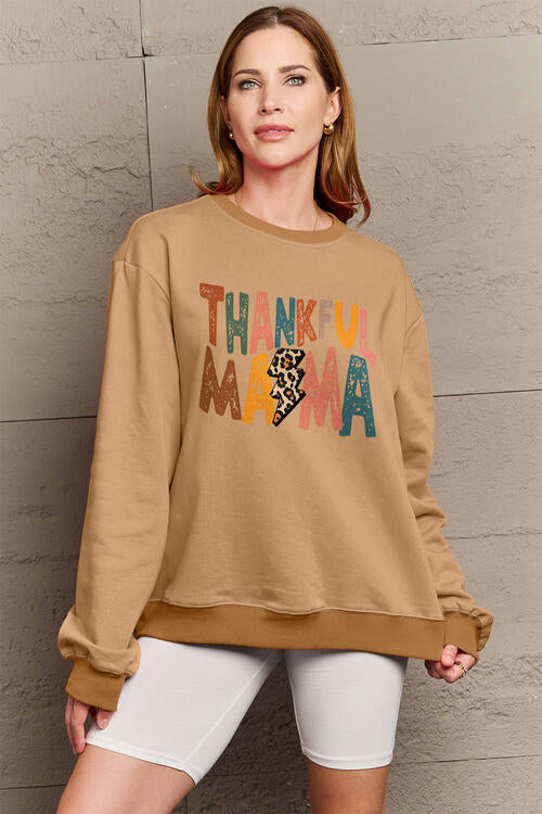 Simply Love Full Size Letter Graphic Long Sleeve Sweatshirt |1mrk.com