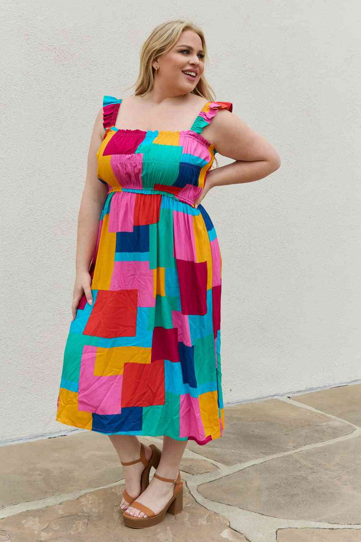 And The Why Multicolored Square Print Summer Dress | 1mrk.com