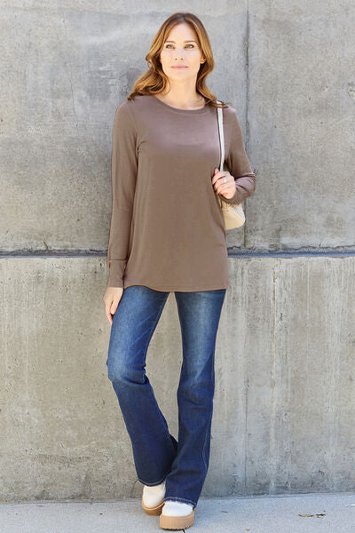 Basic Bae Full Size Round Neck Long Sleeve Top | 1mrk.com