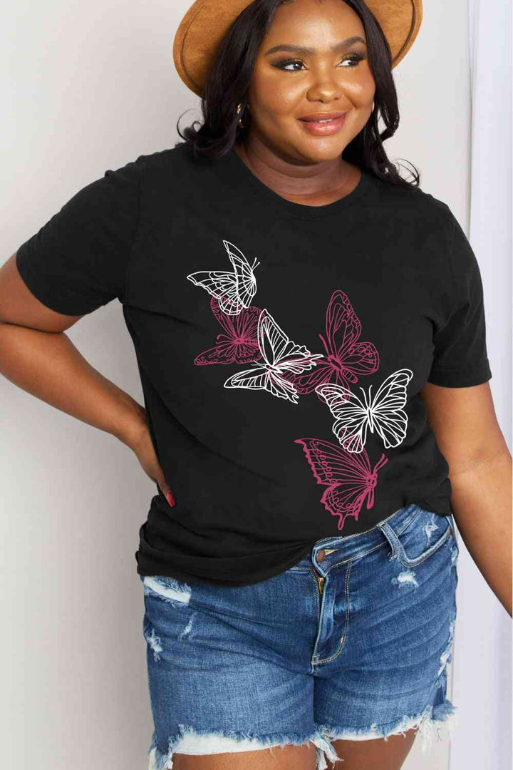 Simply Love Simply Love Full Size Butterfly Graphic Cotton Tee | 1mrk.com