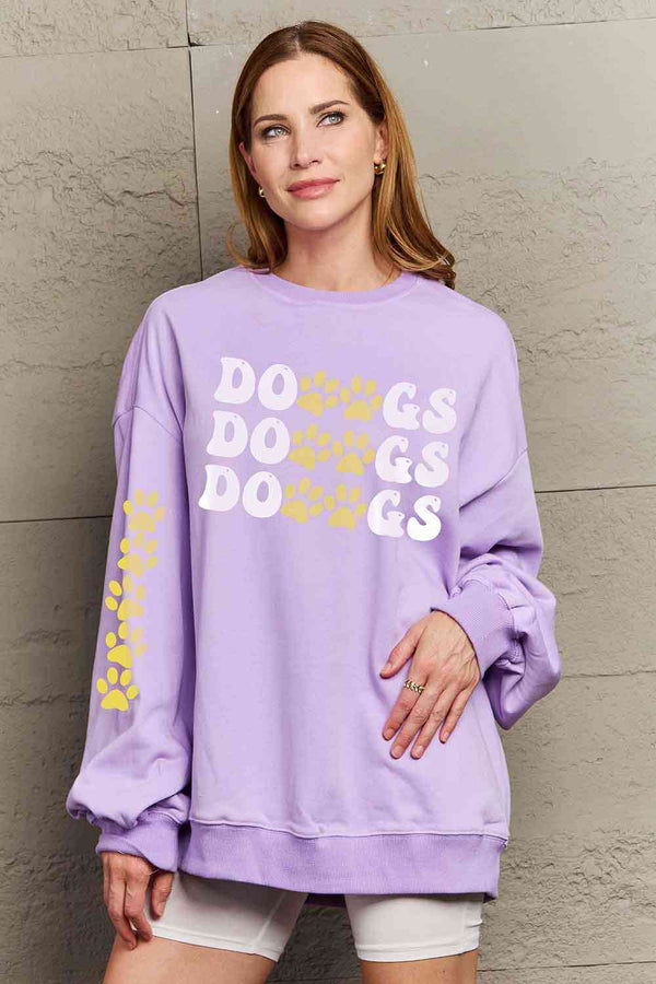 Simply Love Simply Love Full Size Round Neck Dropped Shoulder DOGS Graphic Sweatshirt |1mrk.com