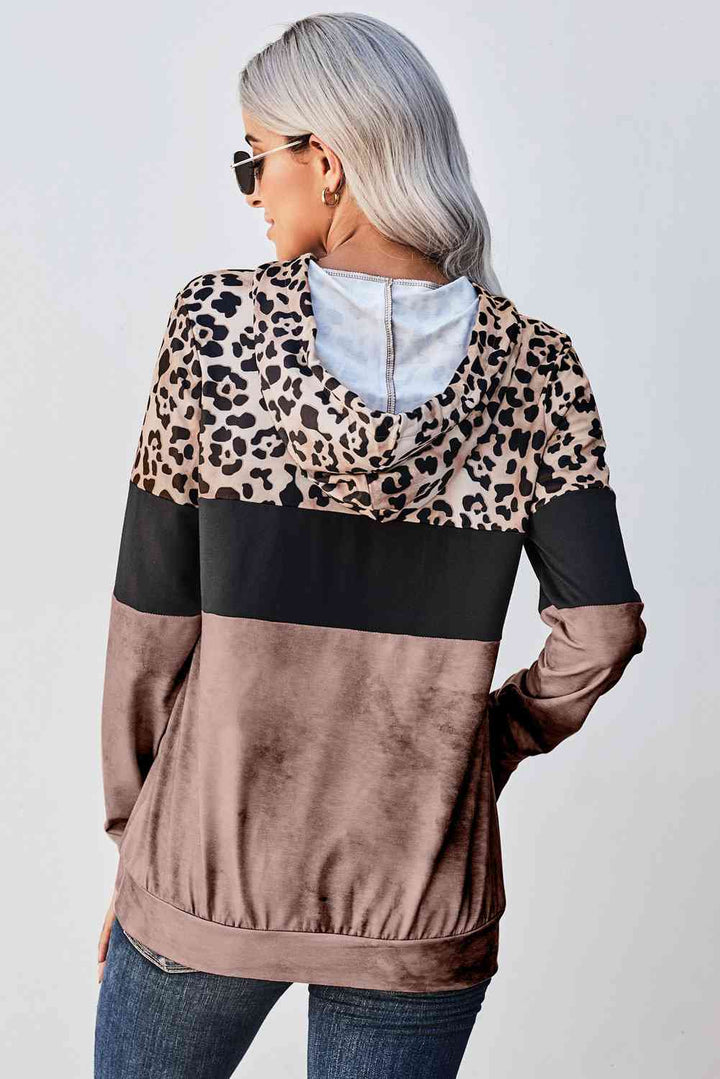 Leopard Color Block Hoodie | 1mrk.com