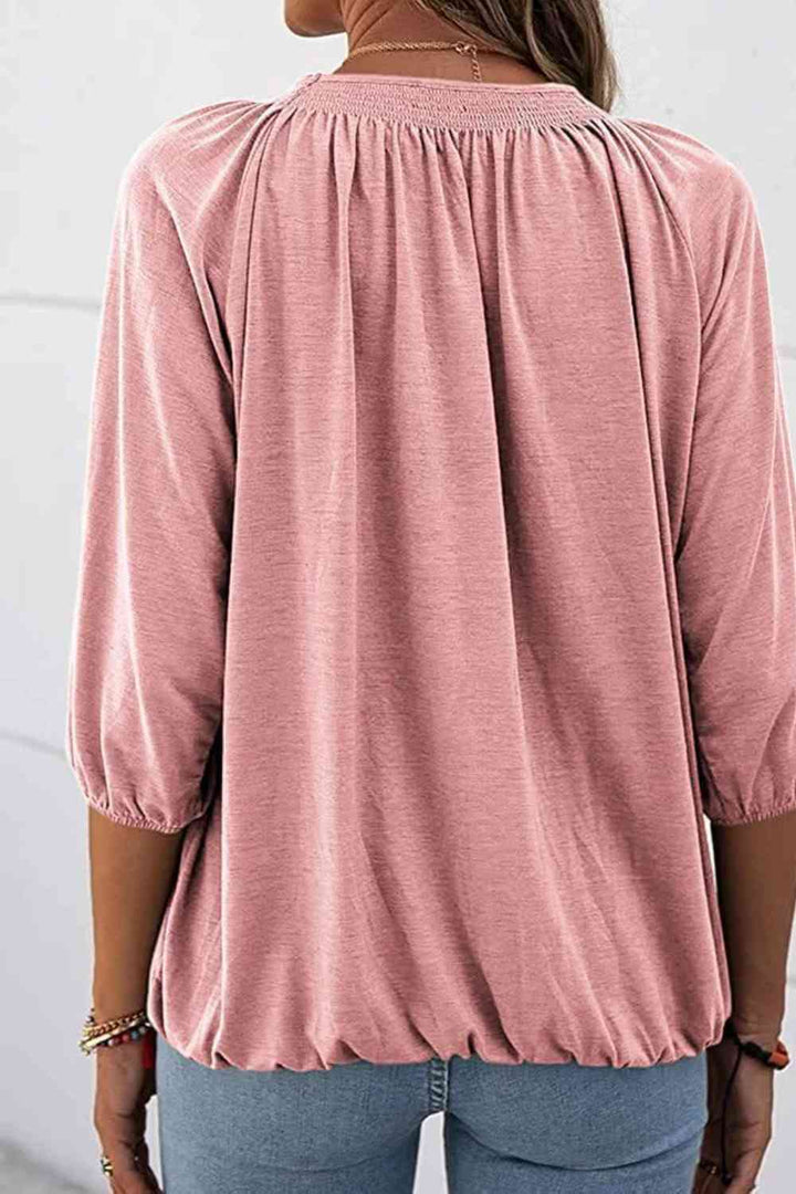 Gathered Detail Round Neck T-Shirt | 1mrk.com